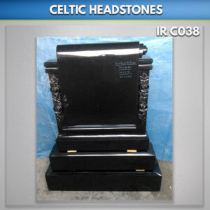 Black Polished Scroll monument with Roses Polished